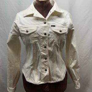FACCONABLE white denim jacket